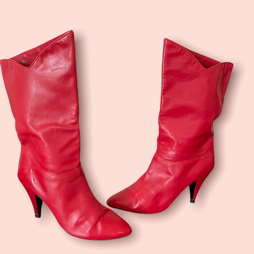 Red size 7 genuine leather from Brazil angle boots